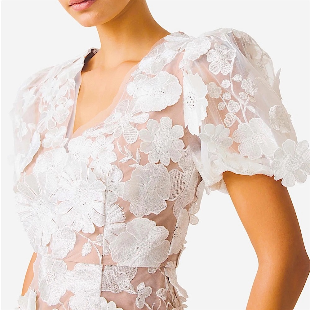 Elliatt Zayla Floral Lace Puff-Sleeve Minidress